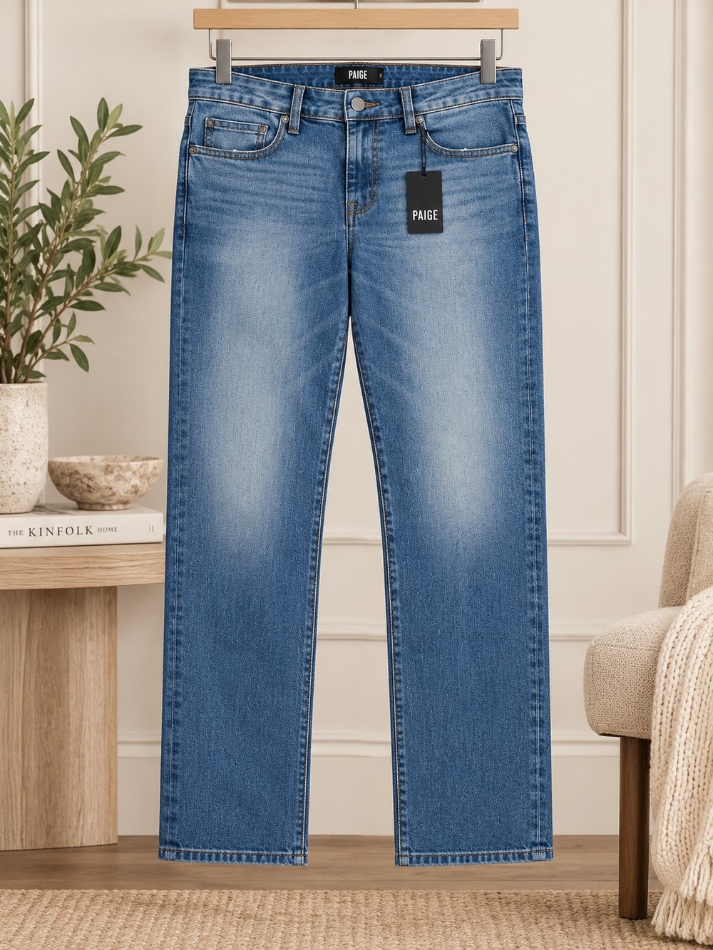 PAIGE Normandie Transcend Straight Leg Jeans Men’s 42x34 Medium Wash NWT